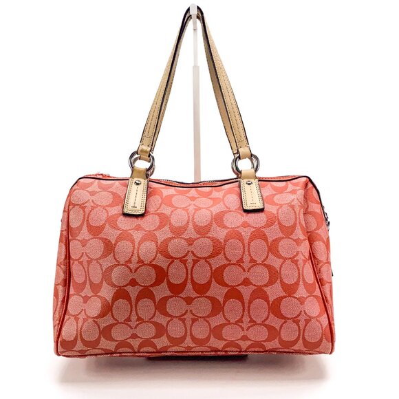 COACH Vermillion Red Signature Stripe PVC Satchel Handbag - E1394-F24362 - Picture 8 of 16